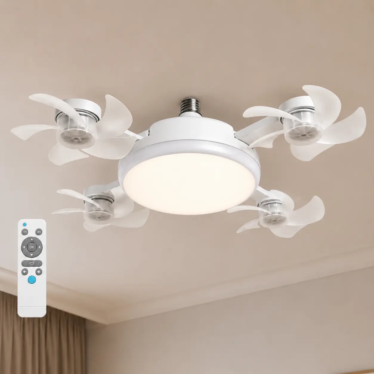 Ceiling Fan Light with Remote Control, Screw in LED Fan Light